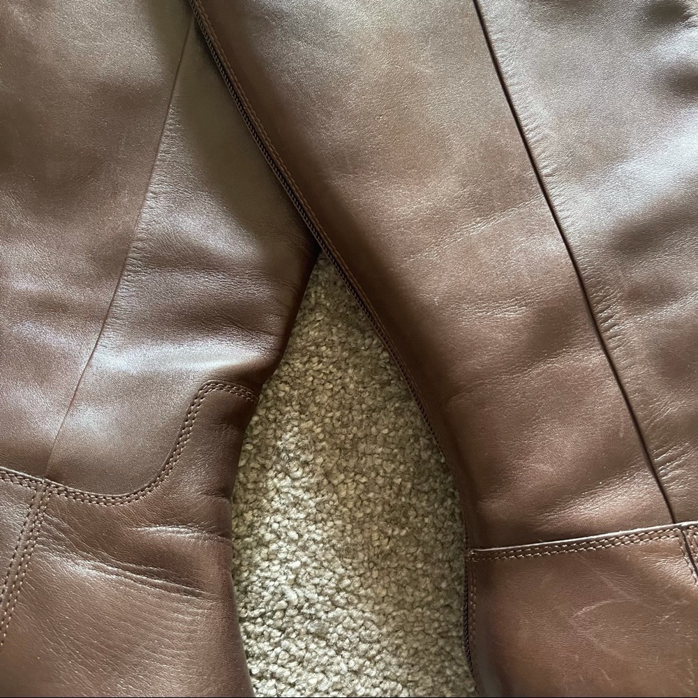 Cole Haan Brown Leather Block Heel Boots Size 9 - Picture 12 of 16